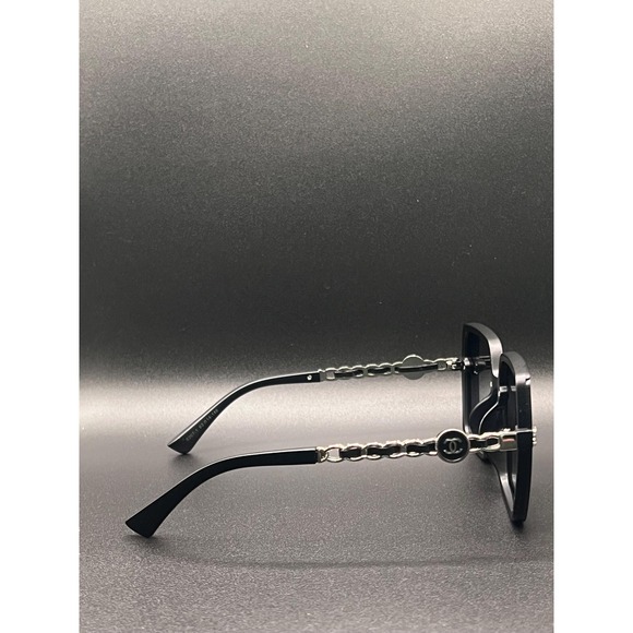 Chanel Womens Black Rimless Sunglasses Silver Chain Link Detail - Picture 4 of 10